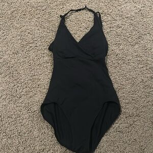 Black deep vneck leotard
